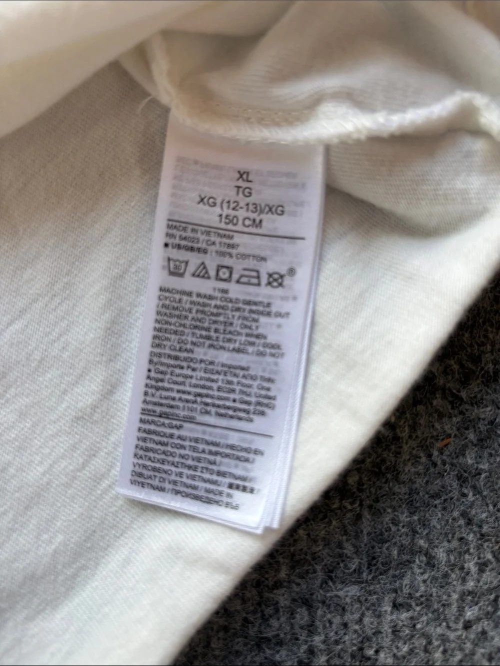 Boy’s GAP White Short Sleeve Crewneck Tee - Original Tee - Size XL (12)